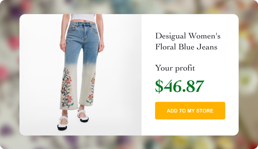 Desigual Women's Floral Blue Jeans